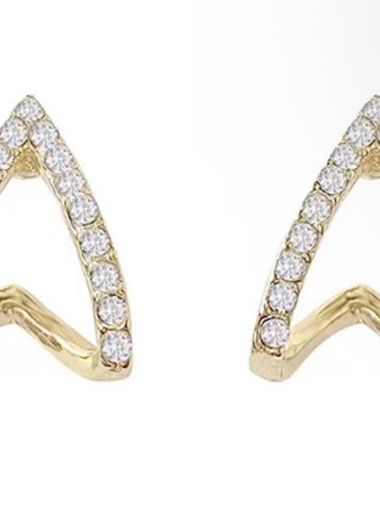 Gold Teardrop Crystal Stud/Huggies Earrings - Picture 3 of 3
